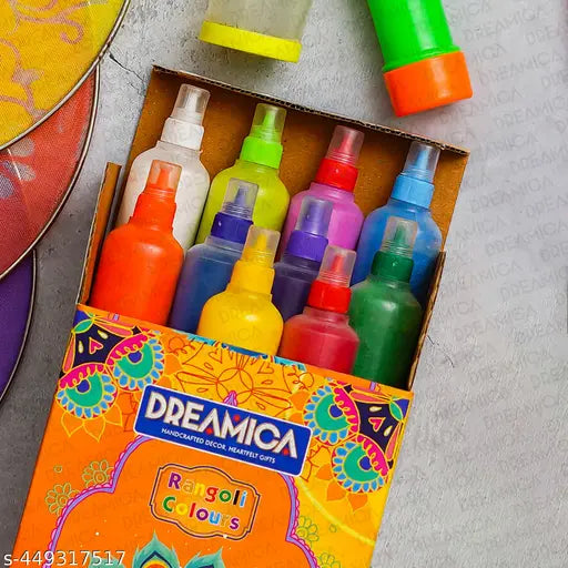 Rangoli Colors Powder Pack of 10 | Multi Color Rangoli Set for Diwali, Festivals, Home Decoration & Puja Use | Eco Friendly Rangoli Color Set