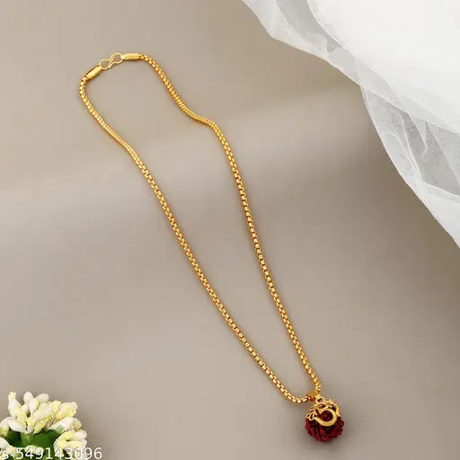 Shree om 5 mukhi Rudraksha locket with chain