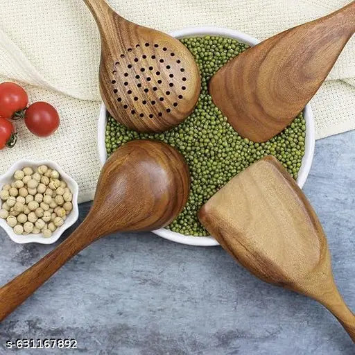 Wooden Cooking Utensils,Wooden Spoons for Cooking,Wooden Spoons for Nonstick Cookware,Organic Teak Wood Kitchen Utensil with Spatula,