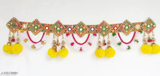 Heny Craft Kutchi Vintage Traditional Multi Zula Pearl Plastic Beads Handmade Door Hanging/Bandarwal/Toran for Door, Traditional Bandarwal for Door.