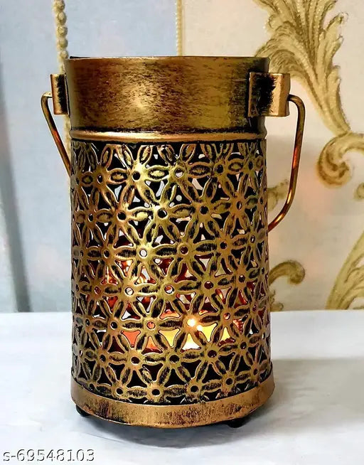 Gunendra Crafts Wrought Iron Handi Diya Lantern Candle Holder for Birthday,Diwali Decoration,TeaLight Candle Stand kit for Home,Room,Bedroom,Bathroom and mandir D?cor