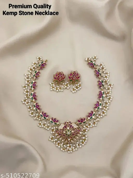 PREMIUM QUALITY MATTE FINISH AD STONE NECKLACE WITH EARRING