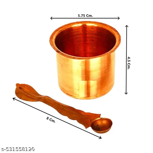 HARIDWAR TRENDS Copper Panchpatra with Aachmani (Spoon) for All Puja Purpose-4.5