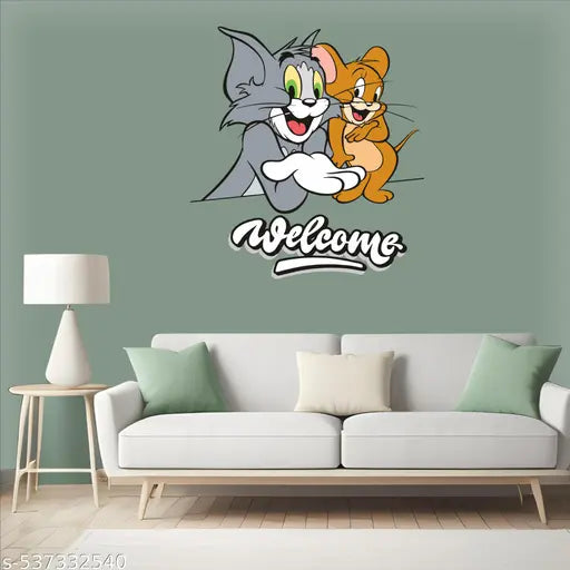 Welcome Cartoon Wall Self adhesive Transparent Sticker