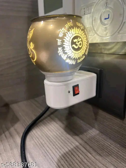 Trendy Ganesh Kapoordani , Kapurdani , Night Lamp With Kapoordani , Incence Holder , Dupdani , Bukhurdani ,Electric Ceramic Kapoor Dani Stand Kapur Incense Burner Oil Diffuser Cum Night Lamp With Switch For Mandir Gift Pack Of 1