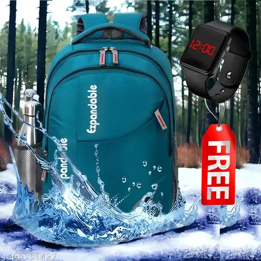 Stylish 35L Waterproof Laptop Backpack for Men & Women - Office, School, college, with free LED watch