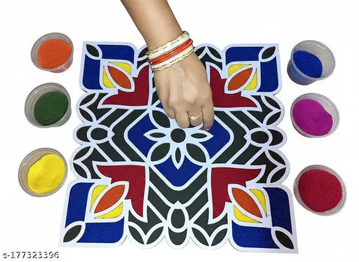 Reusable Rangoli Template Mat. Readymade Rangoli Stencil. Just Fill with Rangoli or Petals. Traditional Design. Modern Day Ease of Use. Washable. Float on Water.  (Design B)