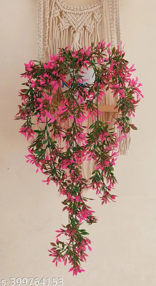 NN Globe Artificial Pink/Green Hanging Plant with Apple pot /Hanging bunch for Decoration with Hanging Hook Artificial Bonsai/Leaf for Home Decor Artificial flower for Decoration