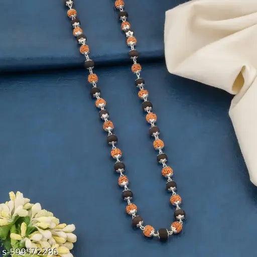 Rudraksha Karungali Mala – Spiritual Protection Necklace for Men & Women | Puja, Japam & Meditation Use