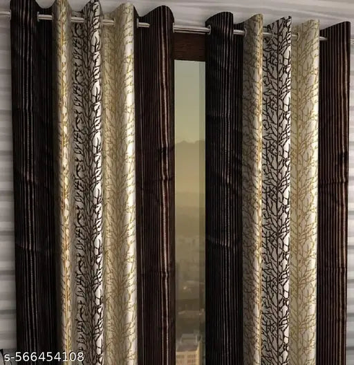 KR Trends  Premium Quality curtain floral design for living room drawing room Pack Of 2