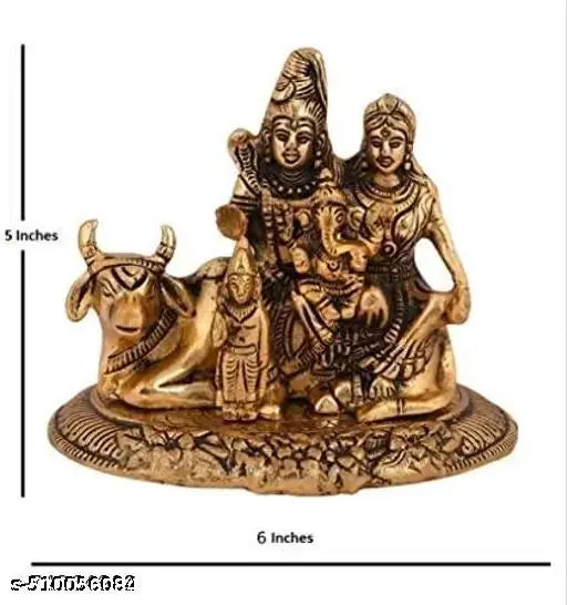 Sai Collection Shiv Pariwar Metal Idols for Mediation Metal Shiv Pariwar Showpiece for home Decor Metal Shiv Metal Shiv Pariwar Murti with Glossy finish unique Metal Sculptures .