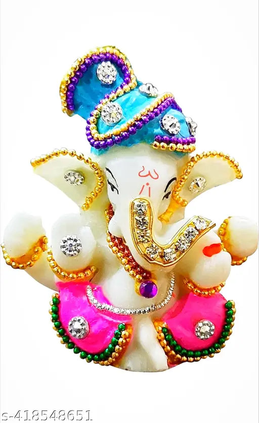 DEVINE Ganesha Murti Idol Murti for car dashboard & Home Decor I Ganpati Murti I Idol for Car I Dashboard Idol I Gift Item Accessories for Dashboard I Vinayagar Statue, Car Decor 3 x 2 x 3 inches,Multicolor, ceramic