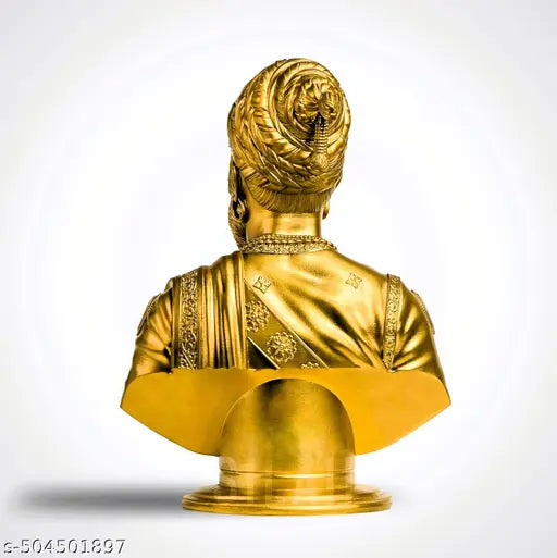 Premium Golden Bust Statue for Home Decor | Royal Decorative Showpiece for Office, Living Room, Temple & Gifting | Antique Finish Historical Sculpture | Traditional & Cultural Figurine for Festivals, Housewarming, Anniversary & Corporate Gifts