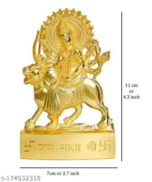 Durga and Kali Auspicious Indian Idol Combo for Car Dashboard Mandir Pooja Murti Temple Puja Home Decor Office Showpiece Set of - 2- Golden