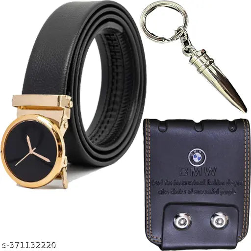 SHOPBREAK STYLISH & TRENDY COMBO OF BELT,WALLET & KEYCHAIN (PACK FO 3)