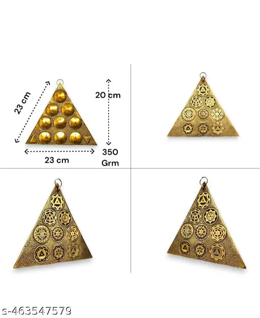 Shri Vastu Navgrah Yantram Maha Yantra with Sampoorna Navgraha Triangle Yantra for Vastu Dosh Nivaran Wall Hanging Triangular Shaped Yantra (8.5 Inches) (1 Pc)