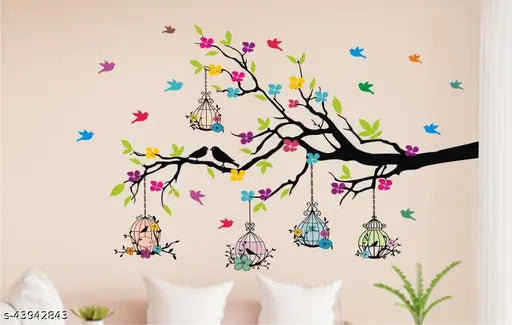 Heaven Decors - Medium - Tree Branches With Birdcage And Flower- Wallsticker wall sticker Stickers Multicolour