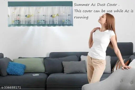 Printed AC Cover , Premium Work Indoor AC Dust Protection Cover, Folding Adjustable Designer Ac Split CoverAir Conditioning Dust Cover Folding Designer Ac Cover