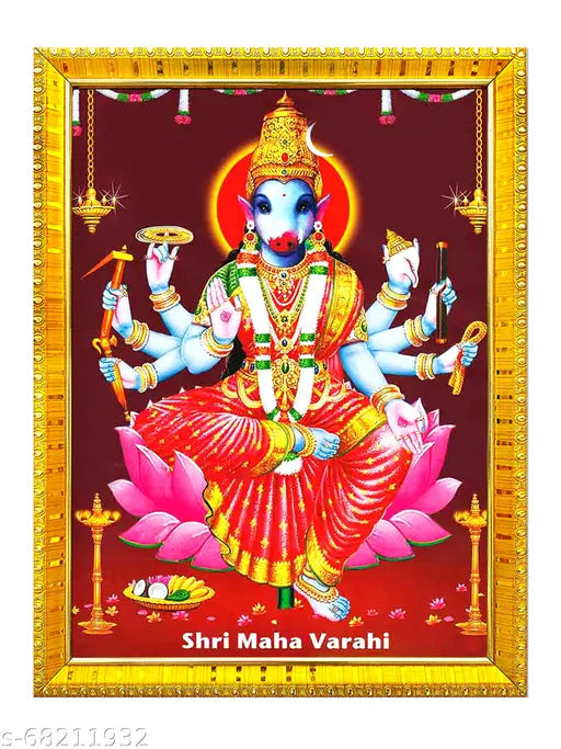 Varahi Amman Photo Frame For Wall / Table / Pooja Room ( 5x7 inches, Acrylic Glass) Golden