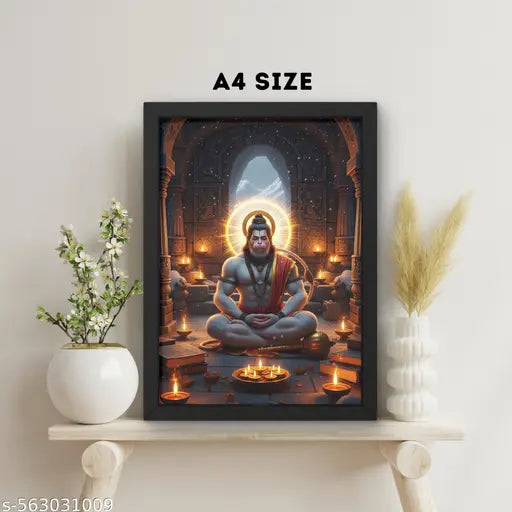 Lord Hanuman Wall Frame – Spiritual Forest Art Poster