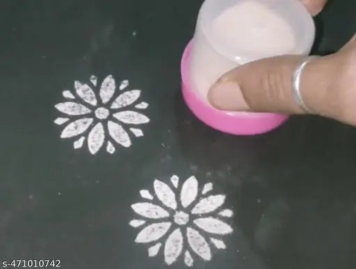 Rangoli Stamp Filler Set of 12 pcs | Rangoli Dabbi| Rangoli Making Kit | Rangoli Stencils (Om, Swastik, Lotus, Diya, Charan and Flower designs) for Indoor/Outdoor Decorative Rangoli