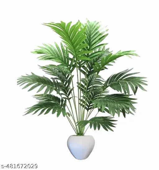 Sunever Artificial 12 Leafs Palm Tree with Plastic Applee Pot for Beautiful Home Decoration
