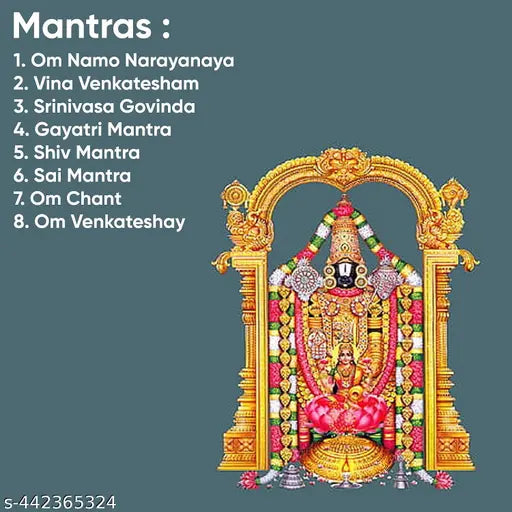 Electric Religious Continuous Mantra Chanting Bell Machine for Peace, Prosperity, Meditation Spiritual Devotional Mantras Pooja Chanting Bell Just Plug & Play (TAMIL)