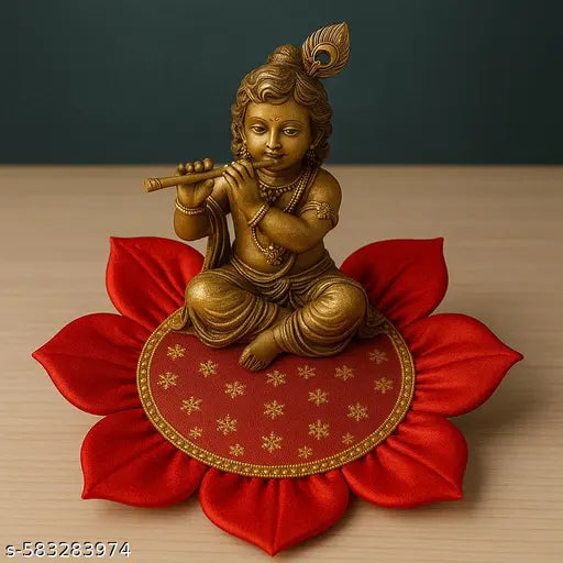 Om Swastik Red Pooja Aasan for Mandir, Thali & God Idol(5 X 5Inch)