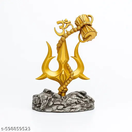 Divine Om Trishul with Damru Car Dashboard God Idol for Positive Vibes