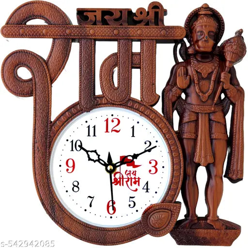 PHULWARI CRAFTS Ram Lala Wall Clock for Home Devotional Decorative Clock Shri Ram Mandir Design