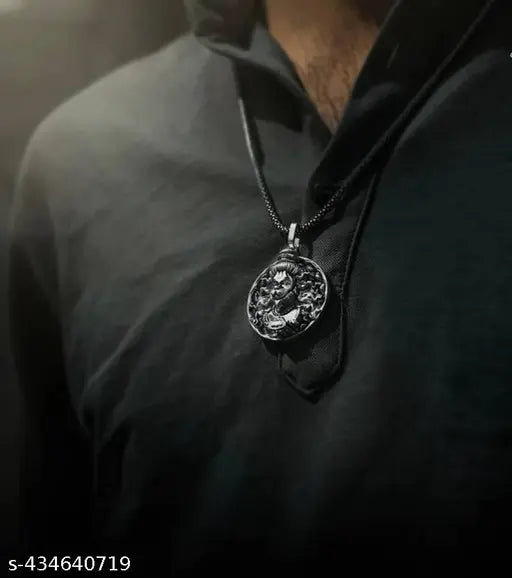 Style Hindu Lord Bajrangbali Hanuman idol Monkey God of Devotion Locket Silver Zinc And Metal Pendant Necklace Chain For Men And Women