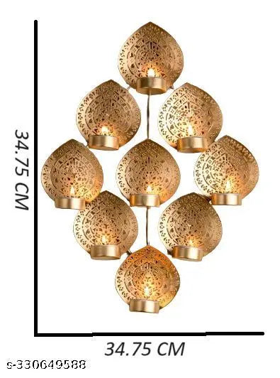 Rustic Leaf Glow: Handcrafted Iron Tealight Holder Wall Decor