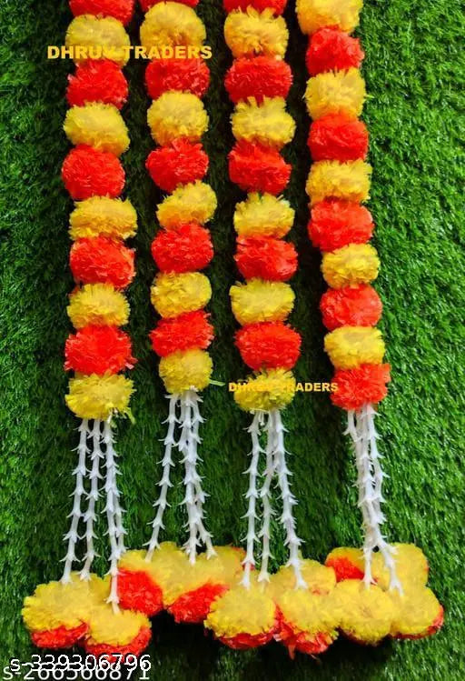 Artificial Marigold Fluffy Flowers String | Garlands Toran/Latkan/Strings for Wall | Wall Hanging Genda Phool Artificial Strings/Mala/Maala | Special Diwali Décor | Decorative items for Festival Occasion, Navratri, Ganesh Chaturthi, Janmashtmi, Diwali pac