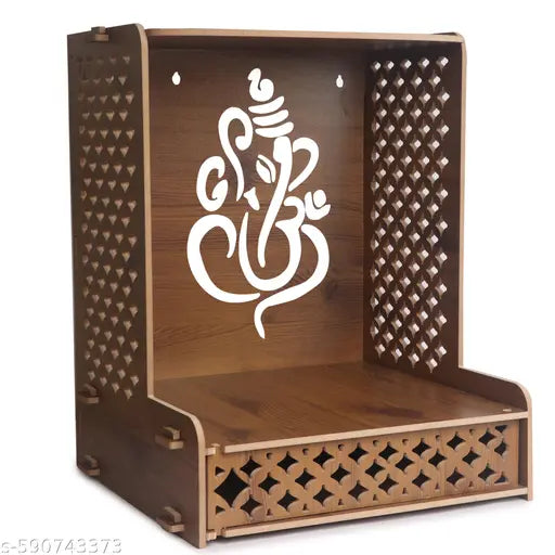 Ganesha Wooden Mandir Best for Home and Office With storage drawer(Medium)