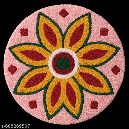 "DIWALI SPECIAL" Premium Microfiber Rangoli Doormat – 60x60Cm – Multicolor Rangoli Doormat