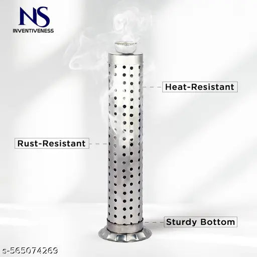 NS INVENTIVENESS - AGARBATTI STAND 1 Piece NS INVENTIVENESS Stainless Steel Agarbatti Stand for Puja |Incense Stick Holder with Ash Catcher - Pack Of 1