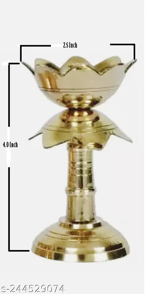 Giftonia Brass Kamal / Lotus Diya set  Puja Diya, Kuthu Vilakku,  (Height 4 .5 Inches Pack of 2 Pcs) Akhand  Diya