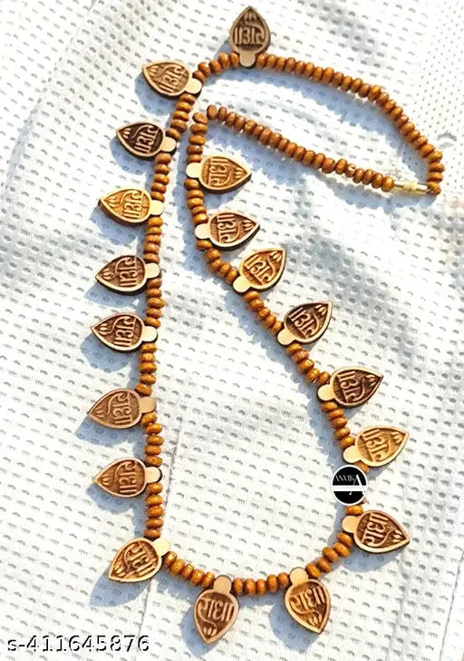 ANVIKA Multy 18 Leaf Carved Radha Name Tulsi Kanthi Mala Necklace