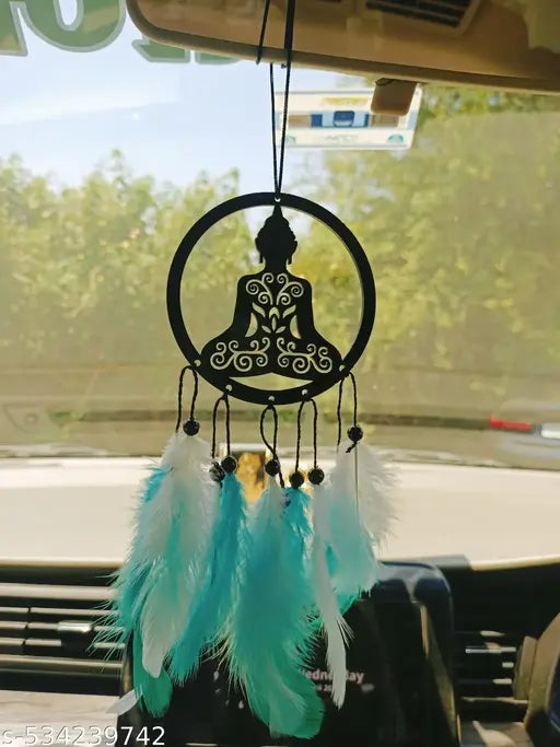 Nidhu Creation.. Fancy Budha White green  Colour Car Hanger |  Hand Made Dream Catcher | Looks Like Amazing | Mahakal For Car Hanger ( Pack Of One )