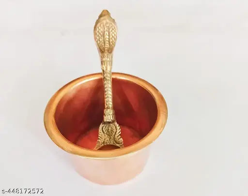 Copper panch patra and brass spoon