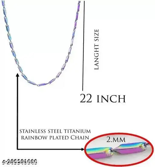 Stainless Steel Rice Chain for Men and Boys (Silver) Stainless Steel Chains
