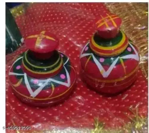 2 pack round shape multi colour hand painted Sindoor dani/sindhora/sindoor box