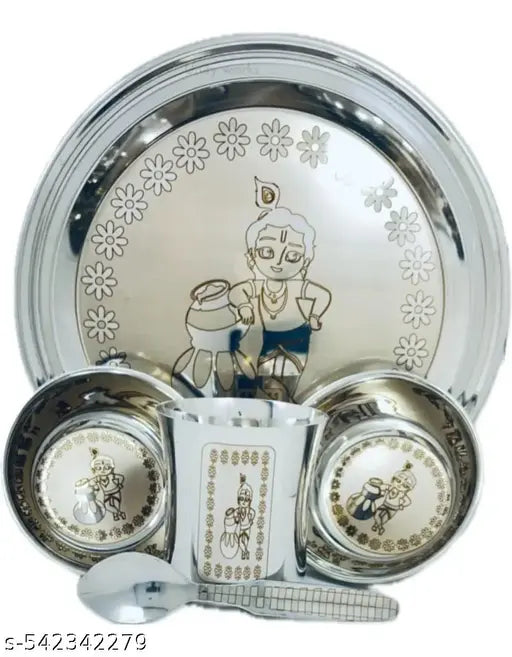 Ladu Gopal Krishna bhog pujan thali Laddu gopal bhog thali bhagwan bhog puja prasadam Thali 1 Set Steel (5 Pieces)
