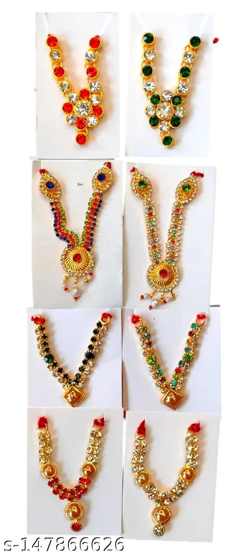 laddu Gopal Ji thakurji Deviji Shringar Stone Mala  Set Combo Saver for Krishna Balgopal Murti Idol Murti (Combo-9) ( Size - small)