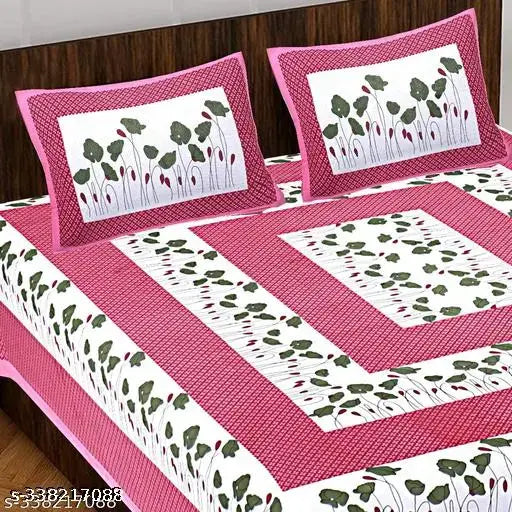 Jaipuri 100% Cotton King Size Bedsheet For Double Bed With 2 #Matching Pillow Covers
