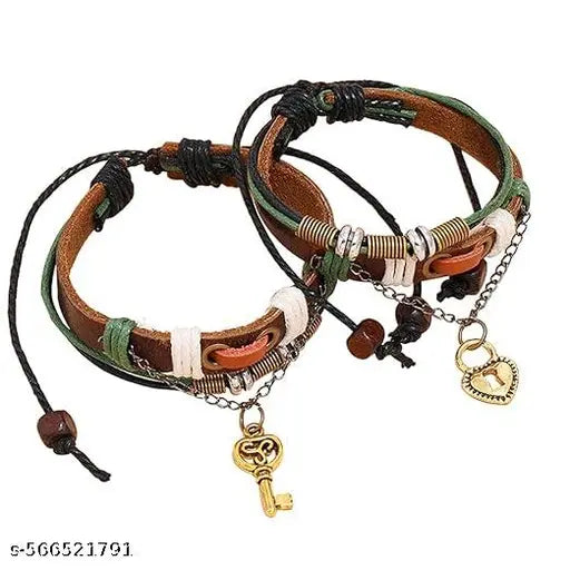 Brown and gold-toned wraparound bracelet