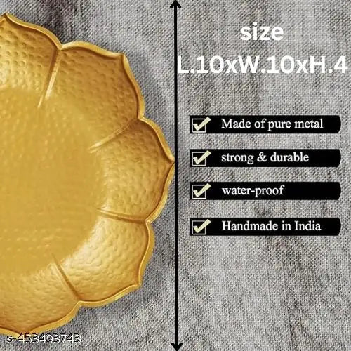Premium Lotus Shape Flower Decorative Urli Bowl for Home and Pooja Decor, Urli Bowl Decorative Bowl for Home | Ideal for Floating Flowers, Potpourri, and Home Décor New Shaped Attractive Metal Traditional Urli Bowl - Decorative Design - Home Decor Showpie