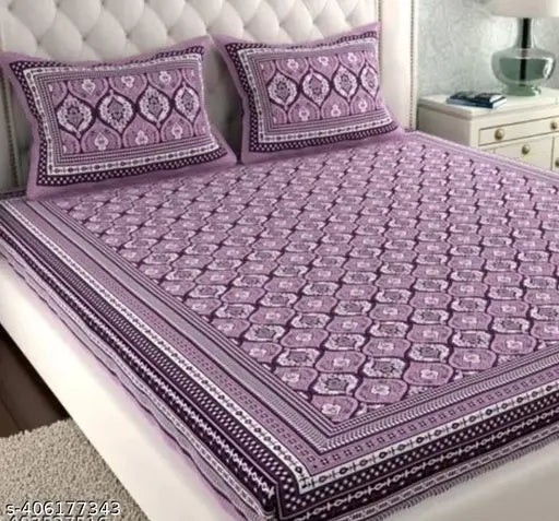 100 %cotton double bed bedsheet with 2 pillow cover