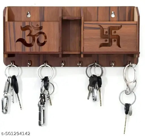 Om Swastik brown key holder for home and office decor
