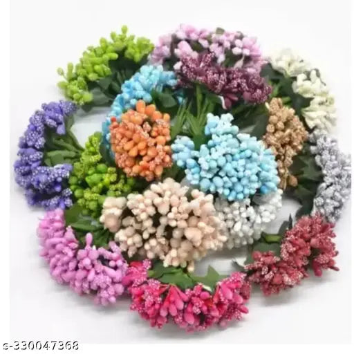 Pollen Flowers ( Multy colour,72 Piece) Jewellery, Tiara Making hair accessories Artificial Plant, Flower and Shrubs